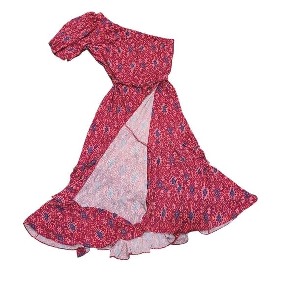 Ralph Lauren Pink Fuchsia Geo-Print Jersey One-Shoulder Dress Womens Size 10 EUC - Picture 8 of 13